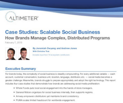 Scalable Social Business How Brands Manage Complex Distributed Programs by Jeremiah Owyang and Andrew Jones